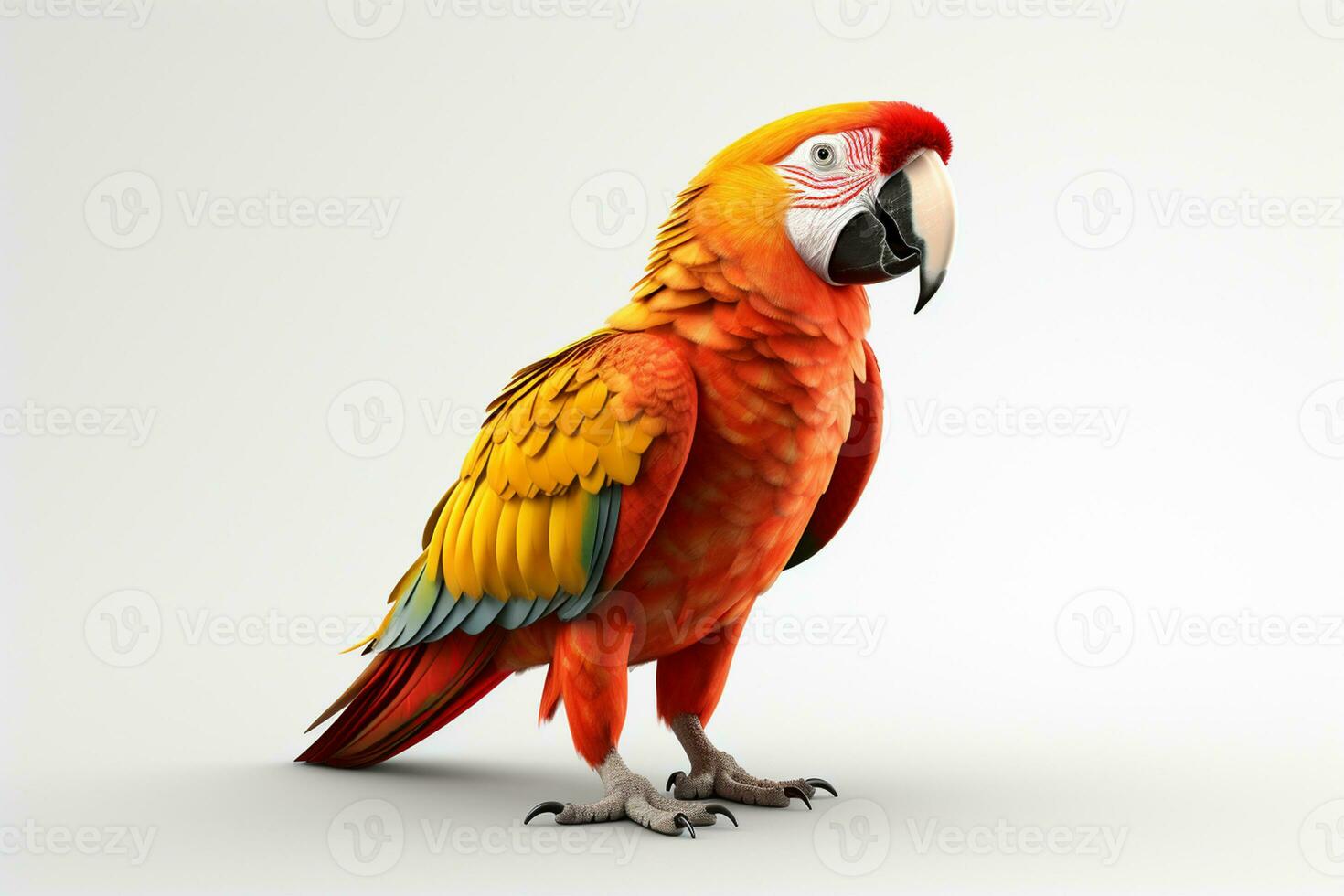 Colorful Sun Conure, Ara solstitialis on white background Ai Generated photo