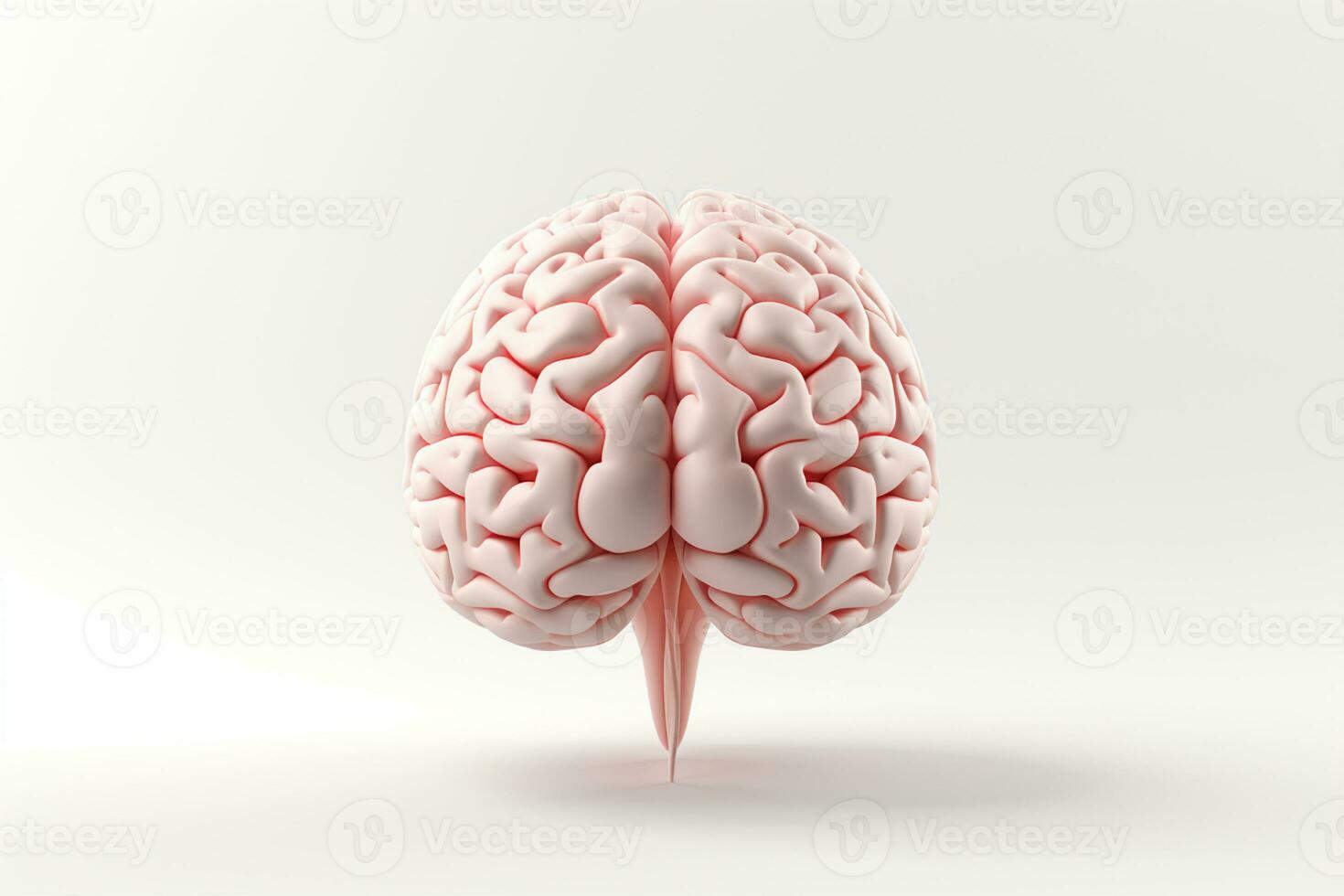 humano cerebro, 3d prestar, blanco fondo, computadora generado imagen ai generado foto