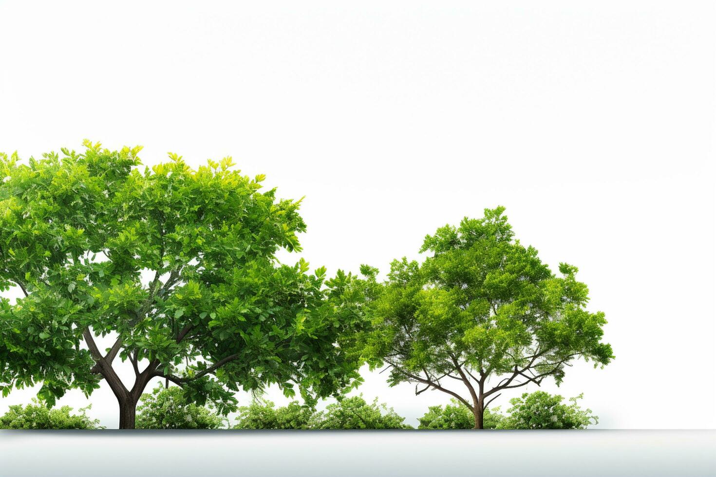 Green tree isolated on a white background. 3d render image. Ai Generated photo