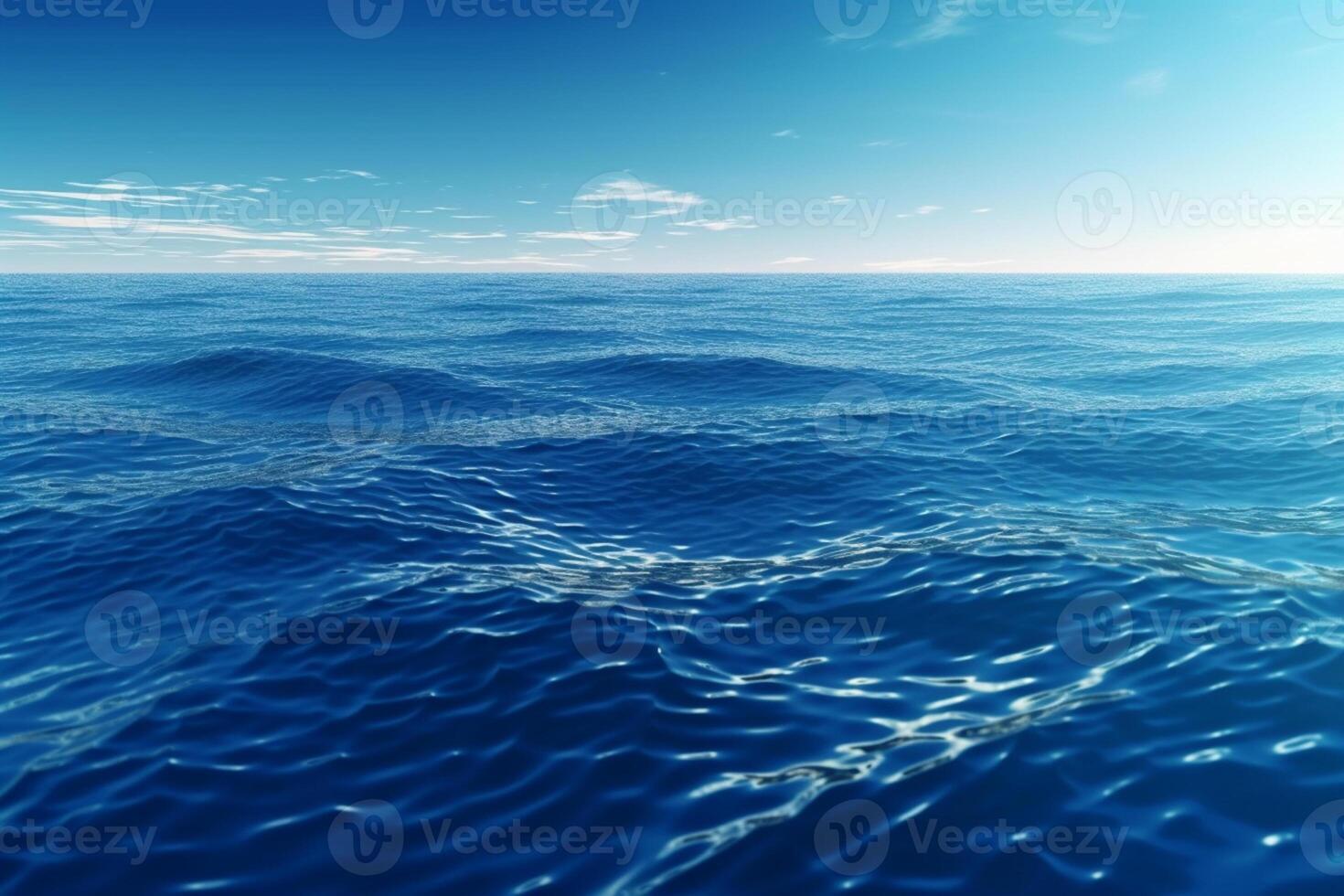 Blue sea water surface with ripples and waves. 3d rendering photo