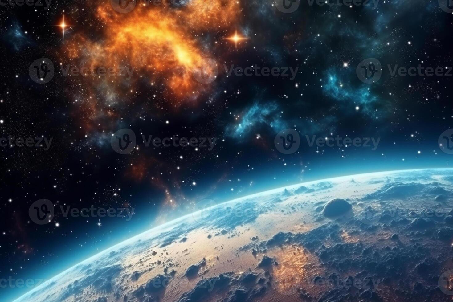 Planets, stars and galaxies in outer space showing the beauty of space exploration. photo
