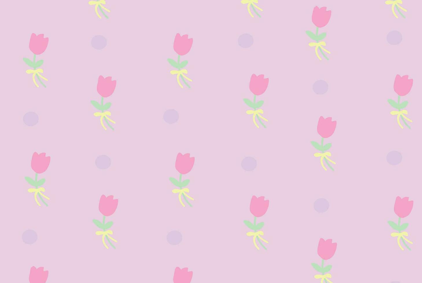 Little tiny pink tulips and yellow ribbon on tulips for background. vector