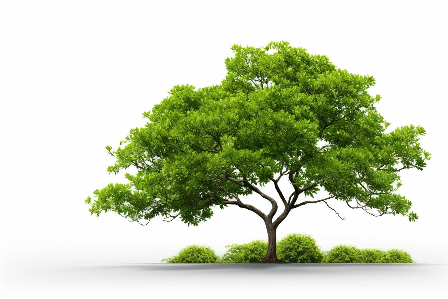 Green tree isolated on a white background. 3d render image. Ai Generated photo