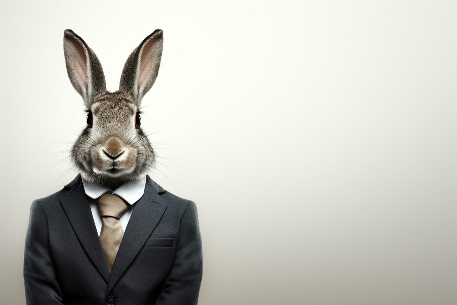 Rabbit wearing a suit and tie as a businessman on white background Ai Generated photo