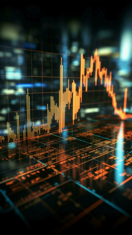 Graph and chart backdrop embodies forex trading, market dynamics, and investment concepts Vertical Mobile Wallpaper AI Generated photo