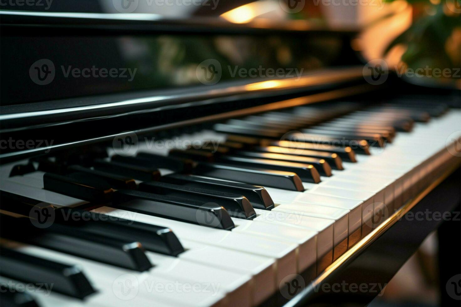 Selective focus on the piano keyboard, a classic and timeless instrument AI Generated photo