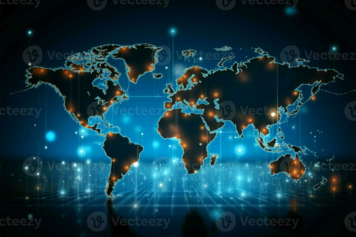 Futuristic website background featuring a modern, connected world map AI Generated photo