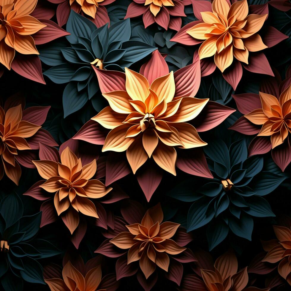 Geometric flower shapes in an intricate line art pattern background For Social Media Post Size AI Generated photo