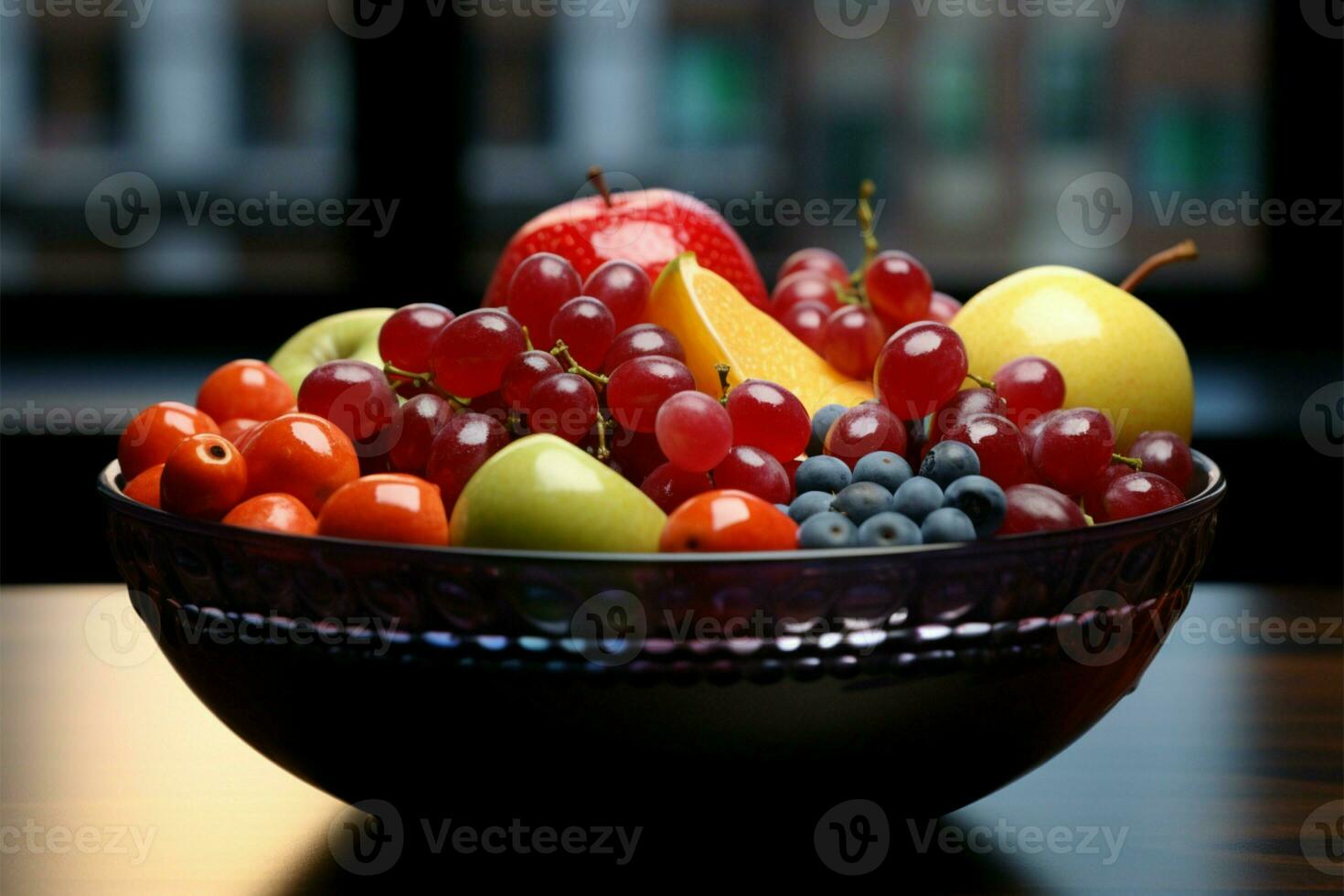 cuenco lleno con un surtido de jugoso y maduro frutas ai generado foto