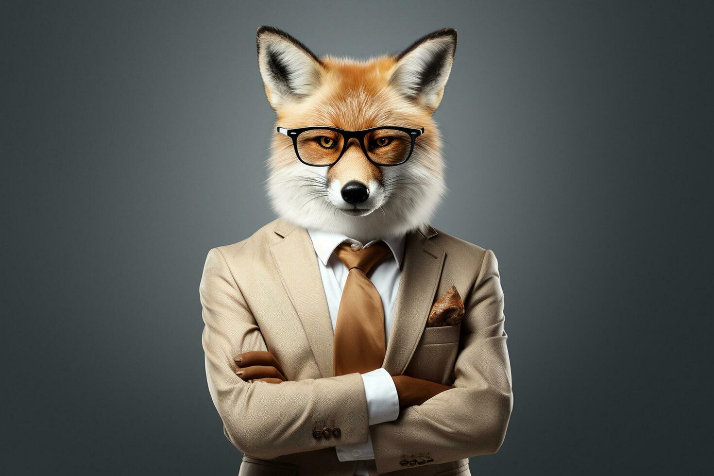 fox in businessman suit and tie on white background. Business concept Ai Generated photo