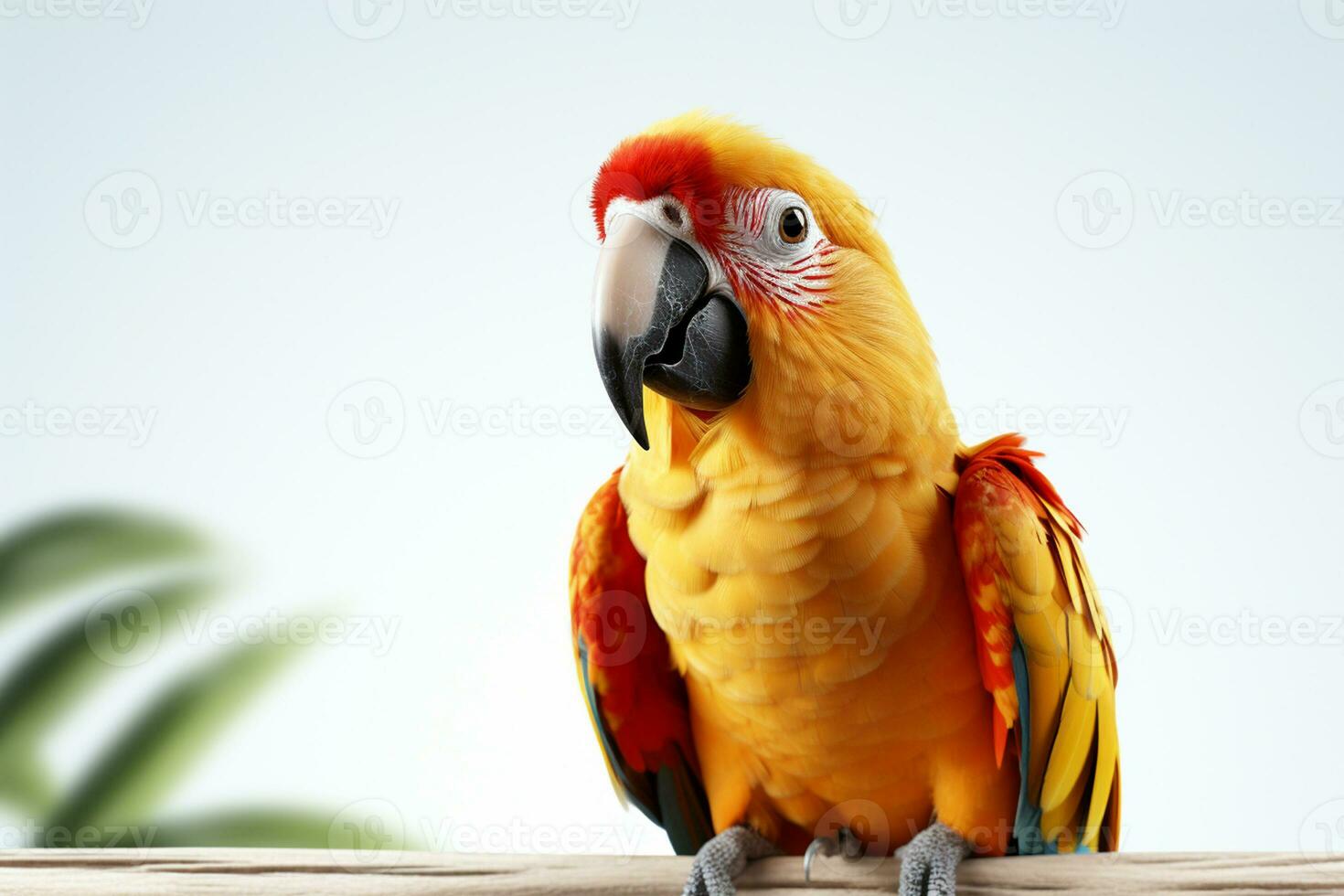 Colorful Sun Conure, Ara solstitialis on white background Ai Generated photo