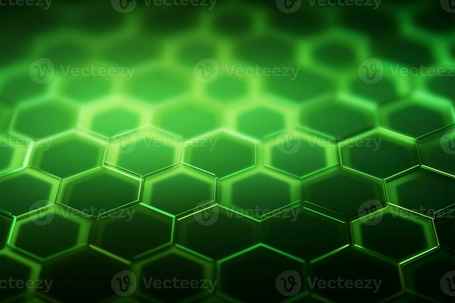 Cyber interlace Vibrant green honeycomb network shapes an abstract background AI Generated photo