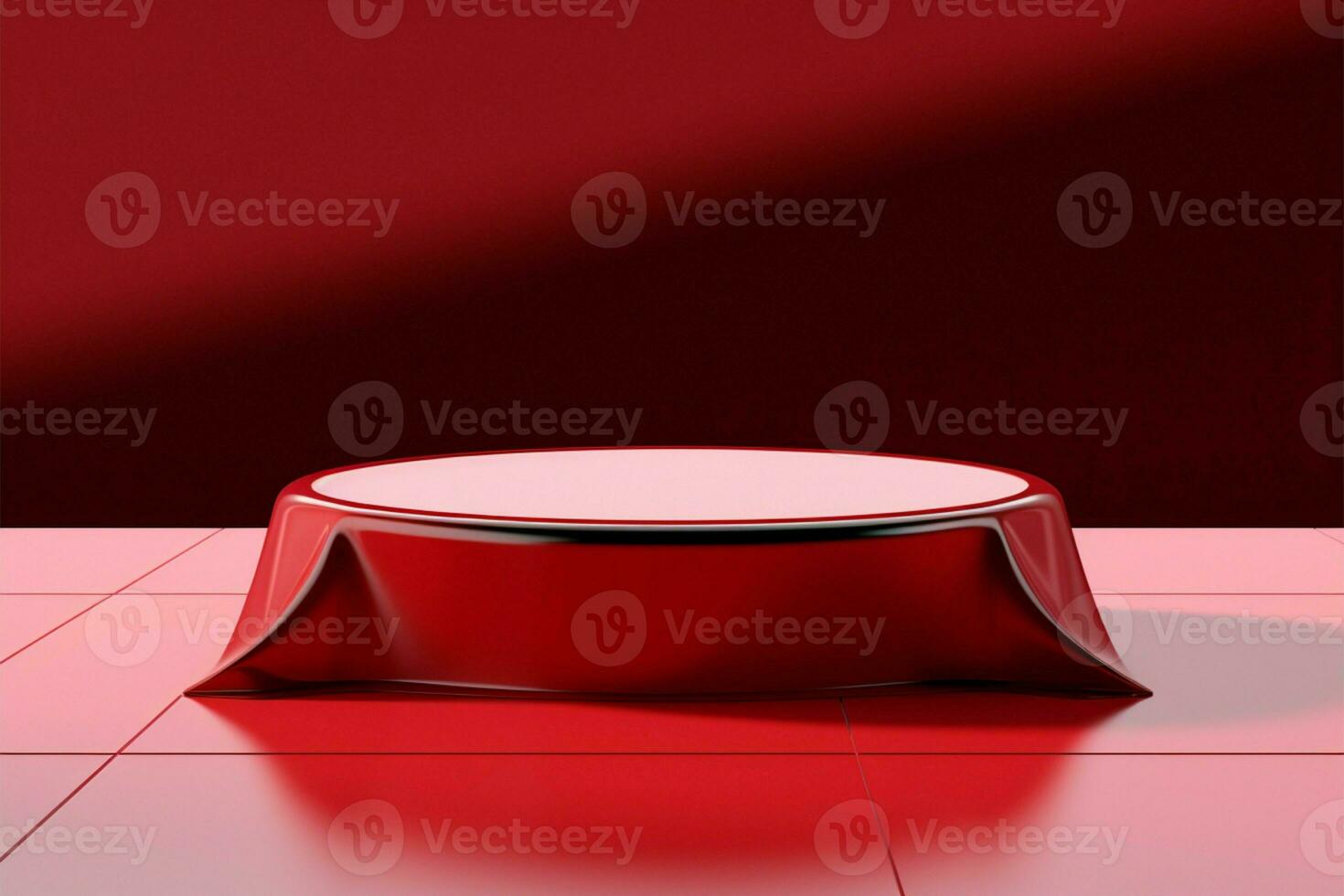 Abstract 3D illustration with a red podium concealing a mysterious item AI Generated photo