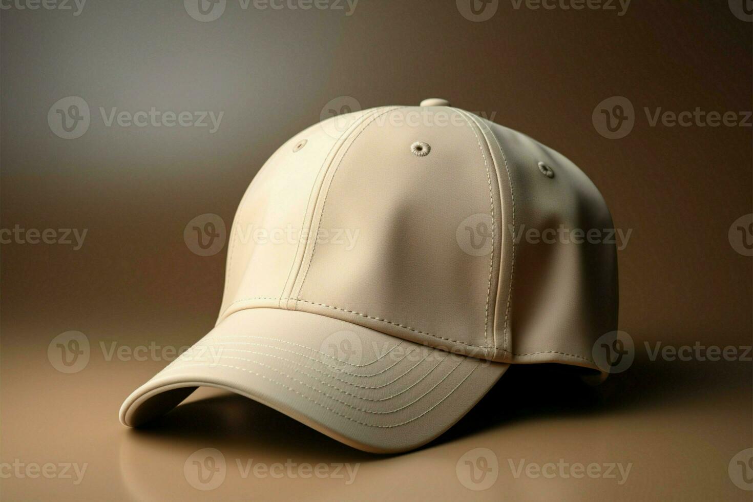 Beige baseball cap mockup template with ample space for text AI Generated photo