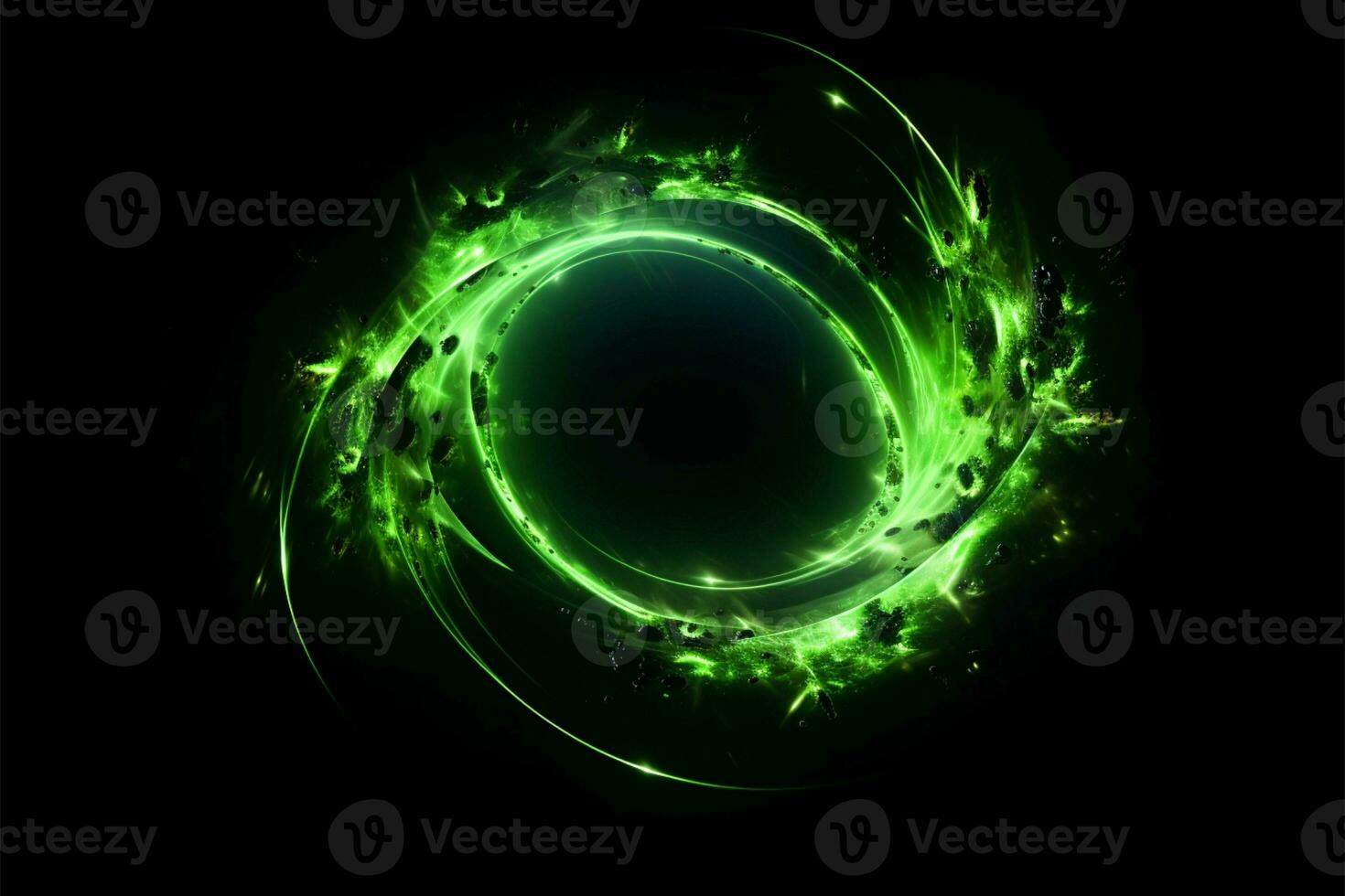 Cosmic dance Green fire comet in circular motion with shining lights AI Generated photo