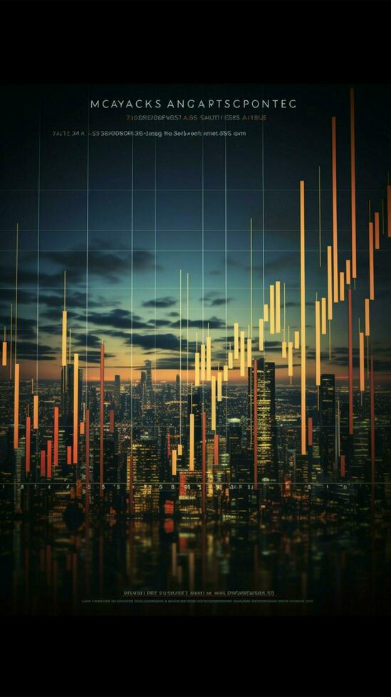 informativo título Foto negocio y valores gráficos para mercado perspectivas vertical móvil fondo de pantalla ai generado