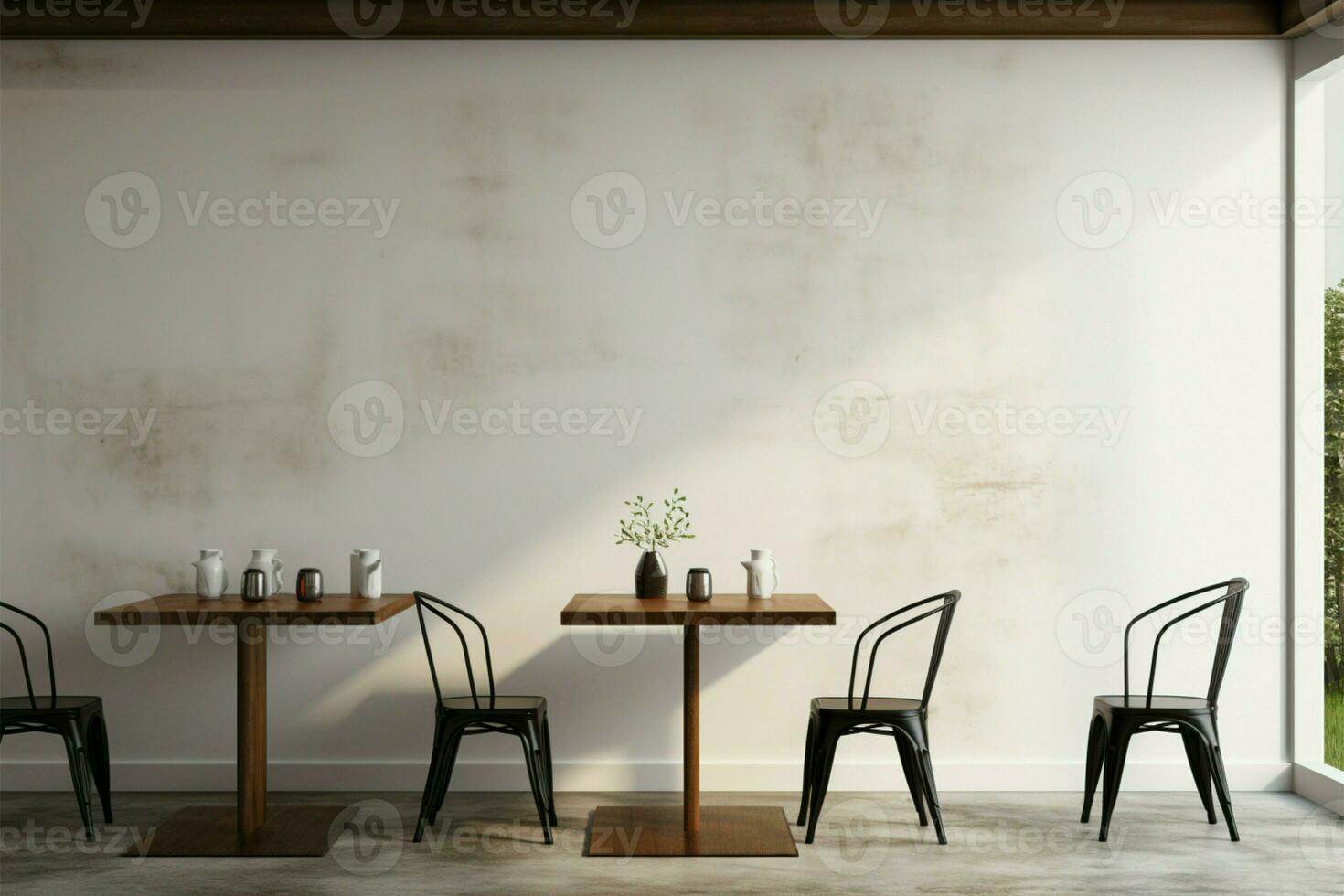 A canvas for your creativity an empty white cafe wall AI Generated photo
