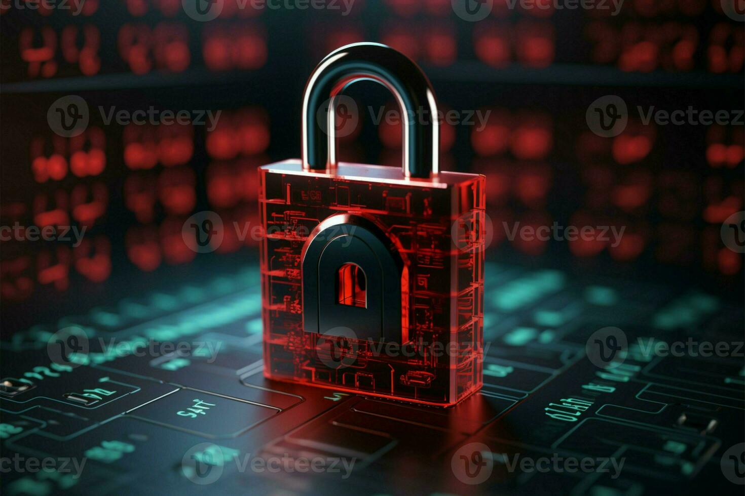 A red detailed padlock guarantees both robust digital security and a seamless user experience AI Generated photo