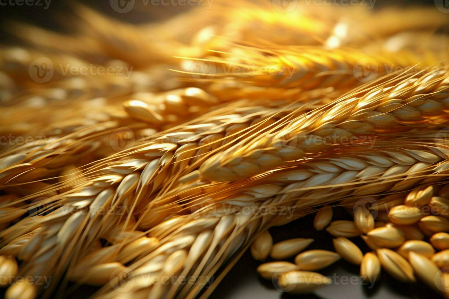 Up close exploration of the distinctive features of wheat seeds AI Generated photo