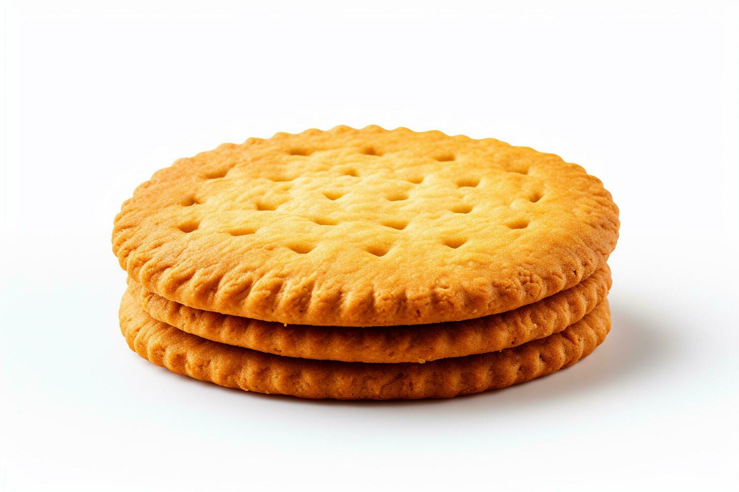 Cracker on white background, close up shot, shallow DOF Ai Generated photo