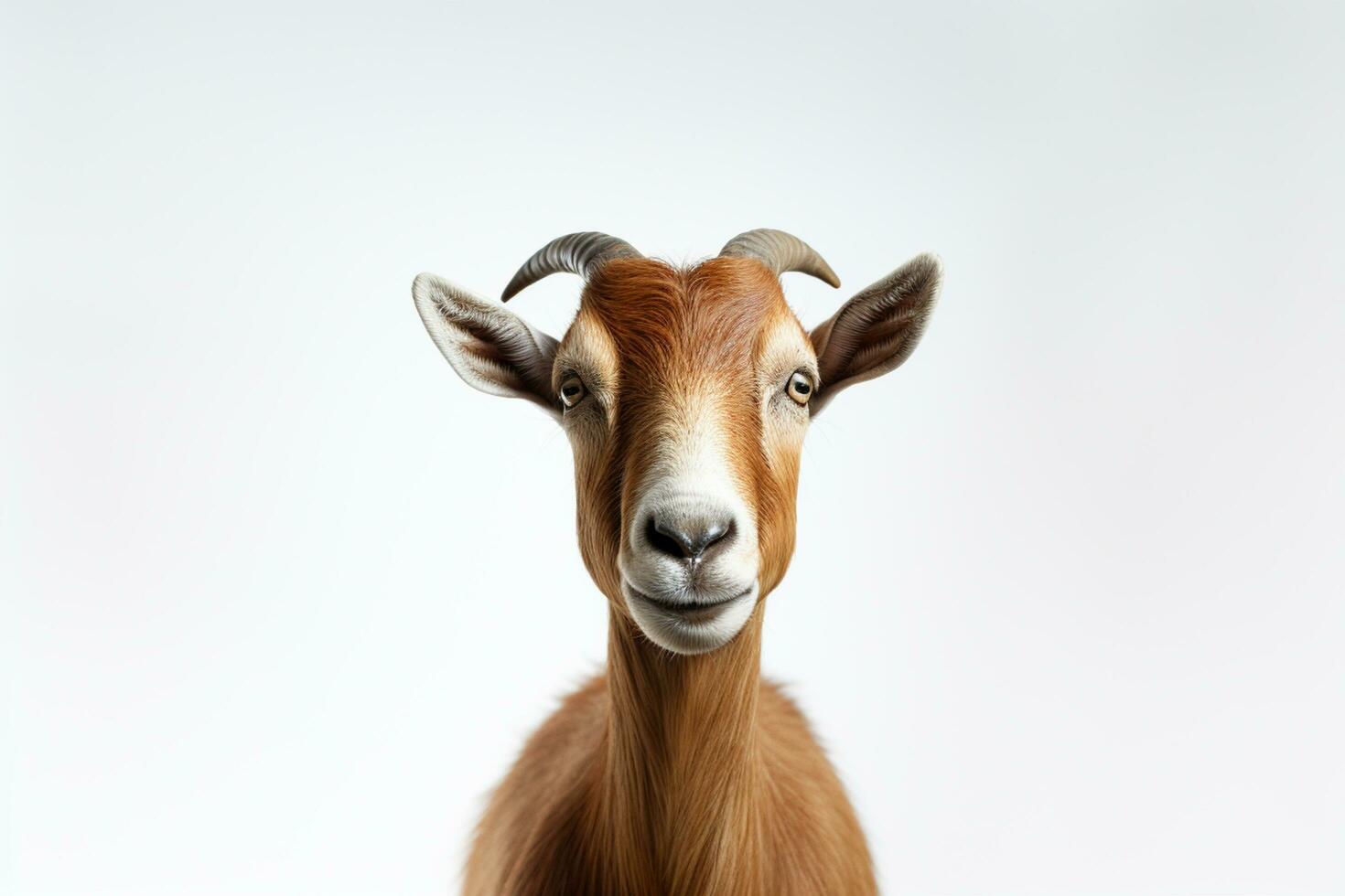 Portrait of a goat on a white background. Isolated. AI Generated photo