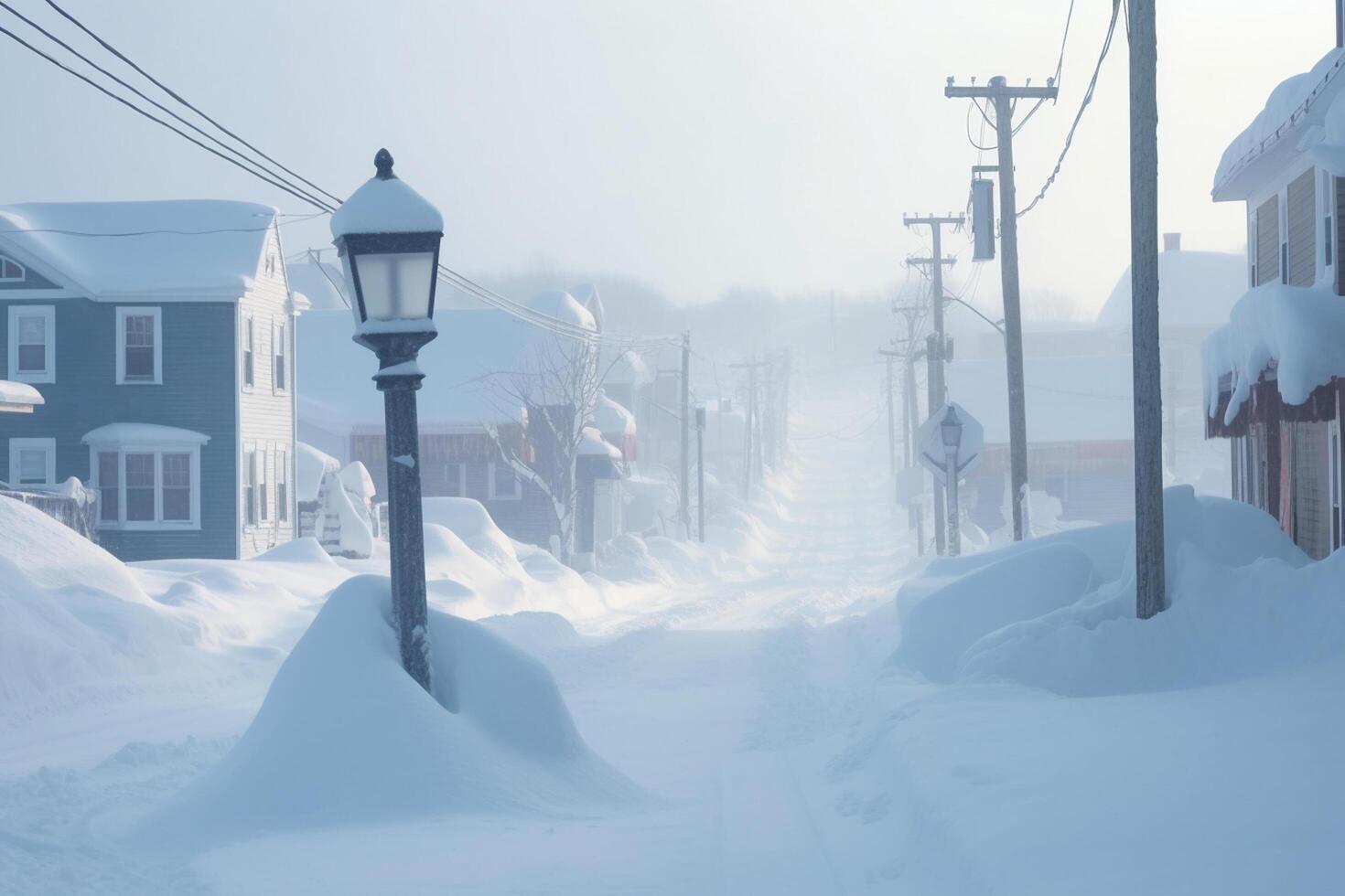 Beautiful winter landscape with snow covered houses in Reykjavik, Iceland Ai Generated photo