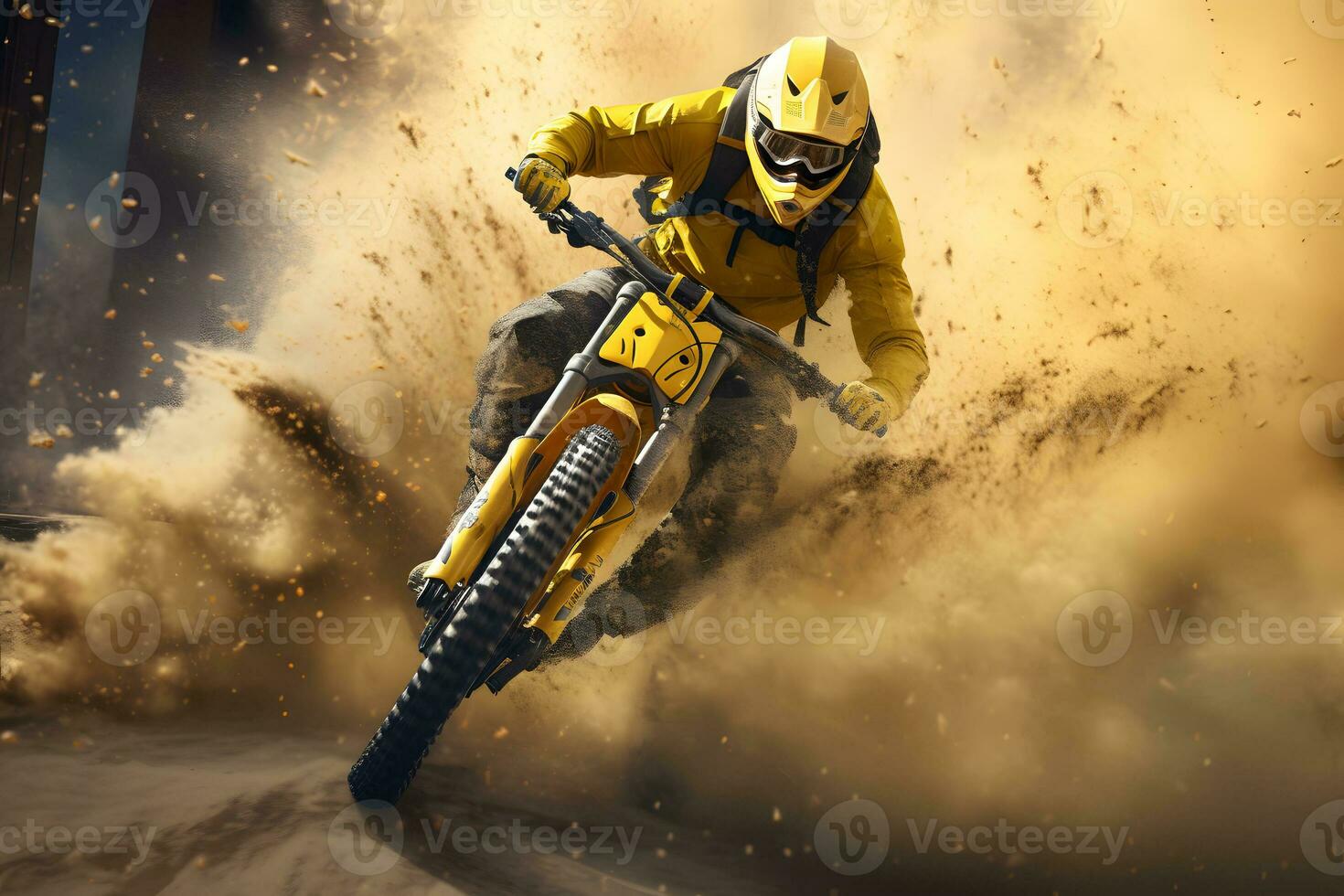 Motocross rider in action on the race track AI Generated photo