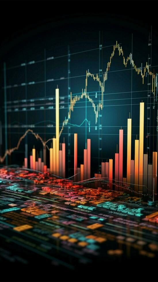 Graphs illustrating business and stock market trends for informed decision-making Vertical Mobile Wallpaper AI Generated photo