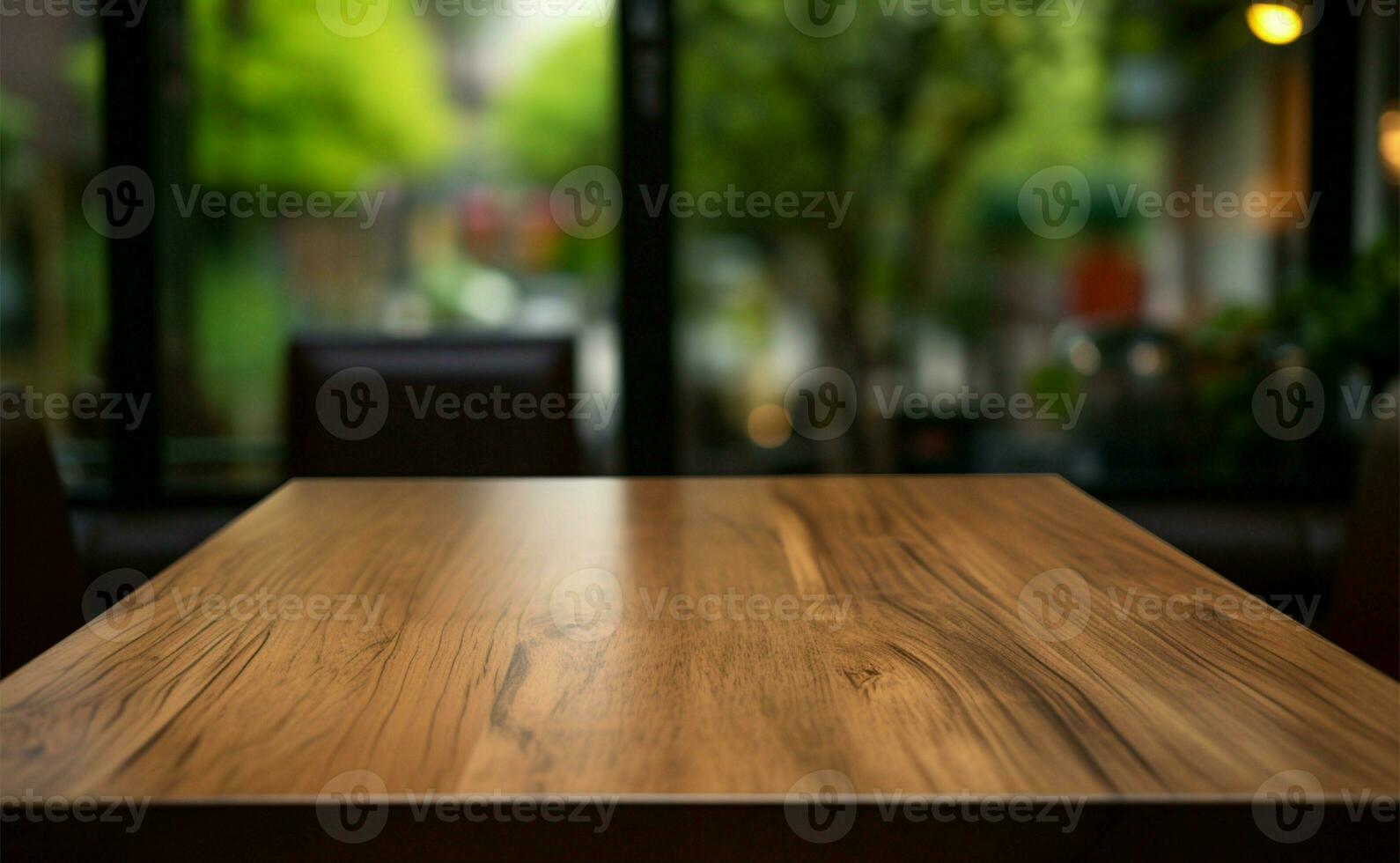 Product display opportunity an empty table in a coffee shop setting AI Generated photo