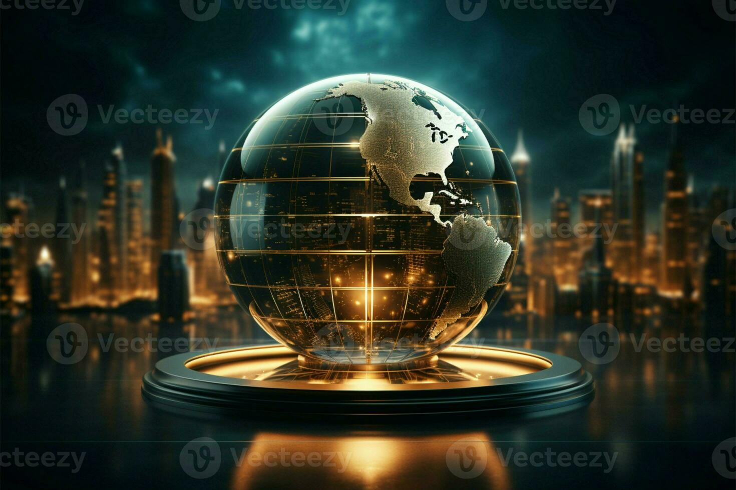 The world globe encapsulates the futures tech savvy, information rich cyberworld AI Generated photo