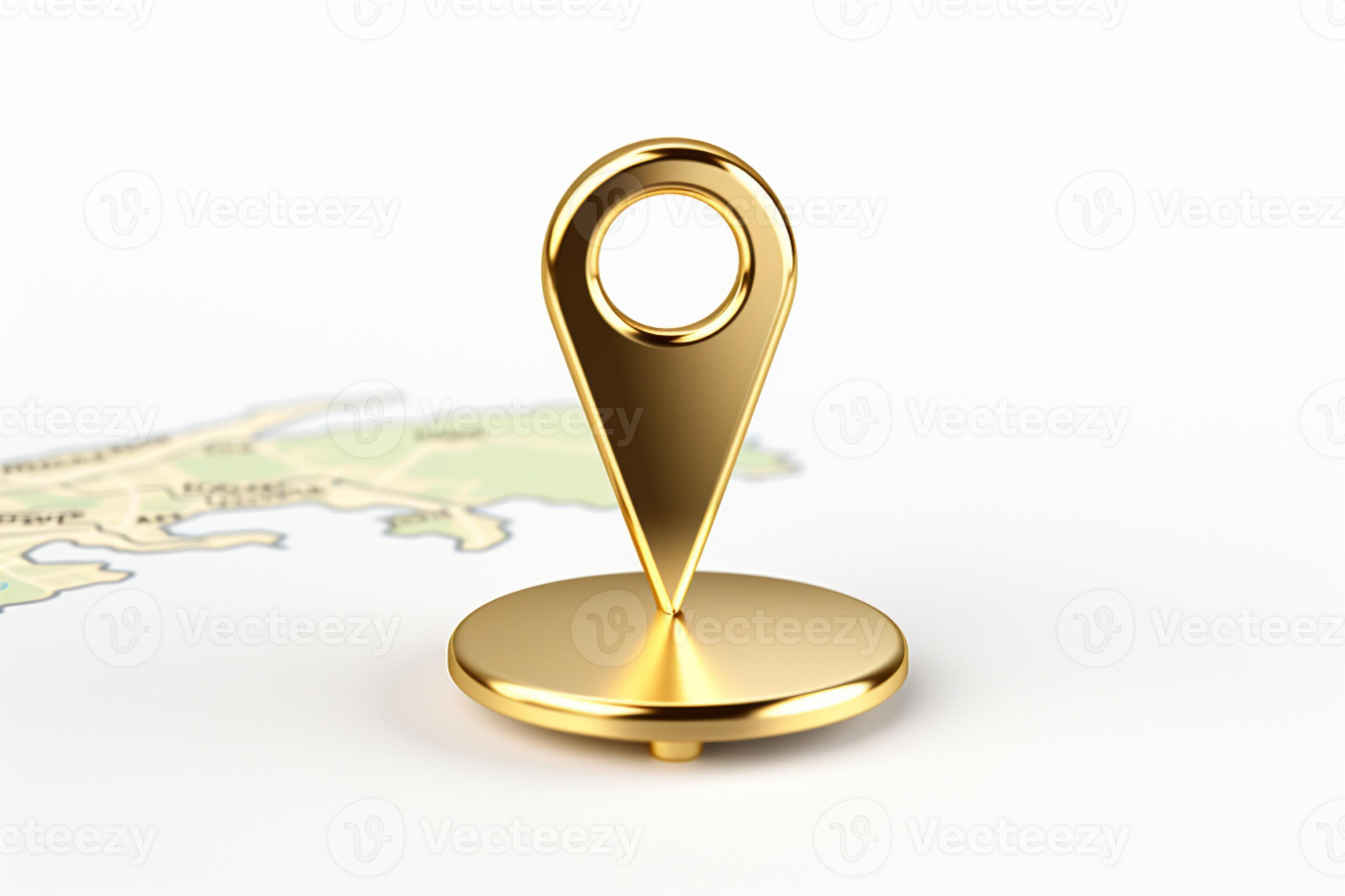 Gilded map pinpoint Isolated gold - Gilded Map Pinpoint Isolated Gold Marker On White Textured Background Ai Generated Photo