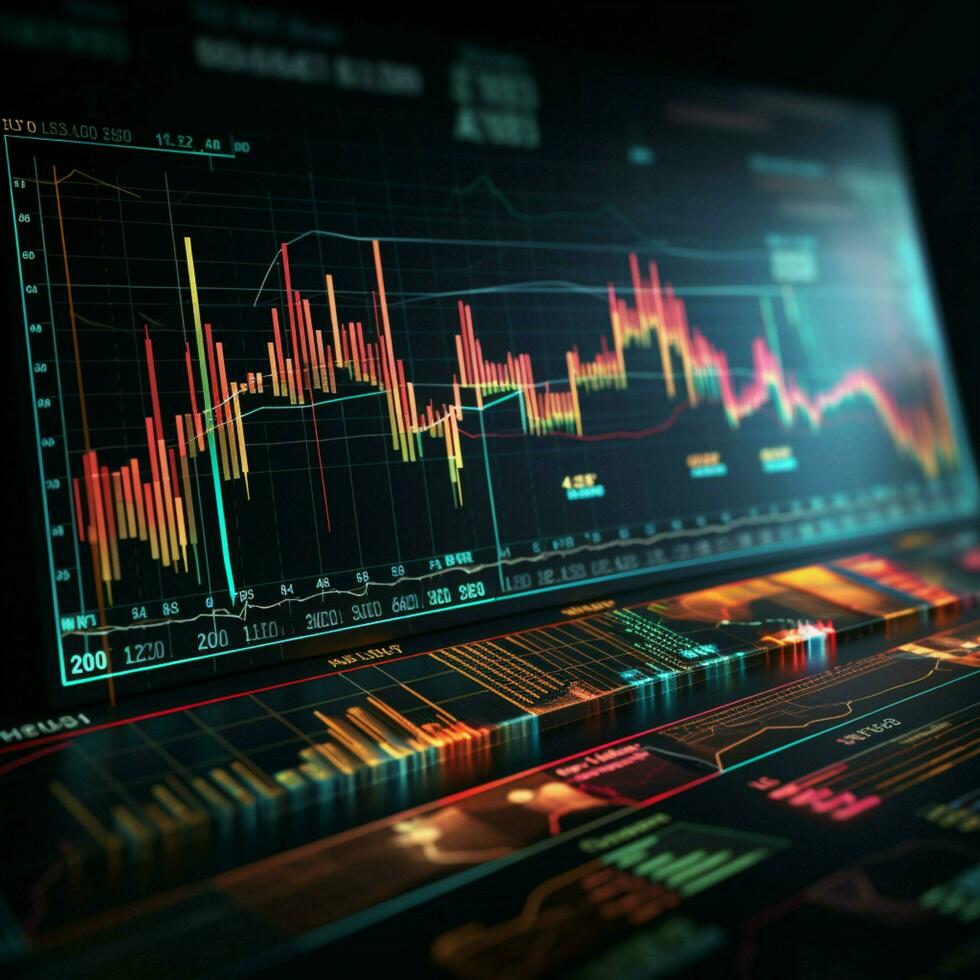 grafico y gráfico fondo encarna forex comercio, mercado dinámica, y inversión conceptos para social medios de comunicación enviar Talla ai generado foto