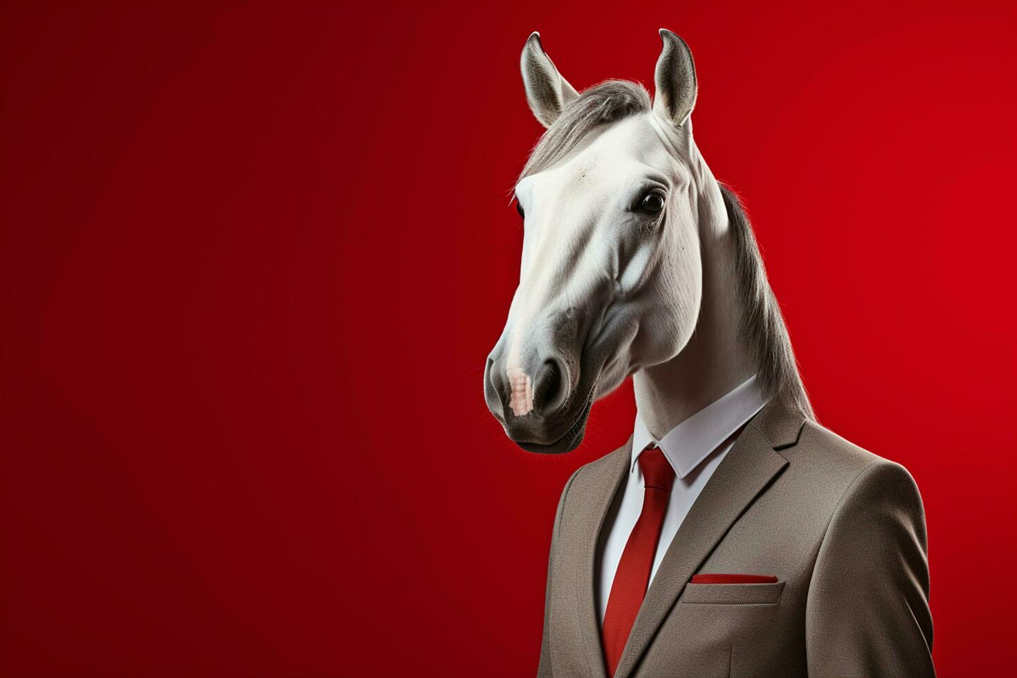 retrato de un caballo en empresario traje y Corbata en un aislado antecedentes. ai generado foto