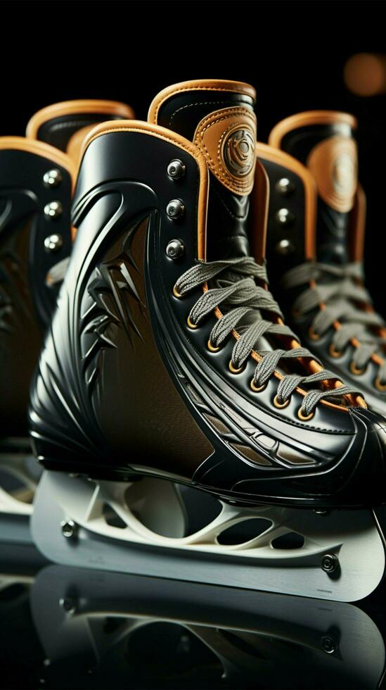 Varied blades, Hockey and figure skates side by side, highlighting diversity Vertical Mobile Wallpaper AI Generated photo