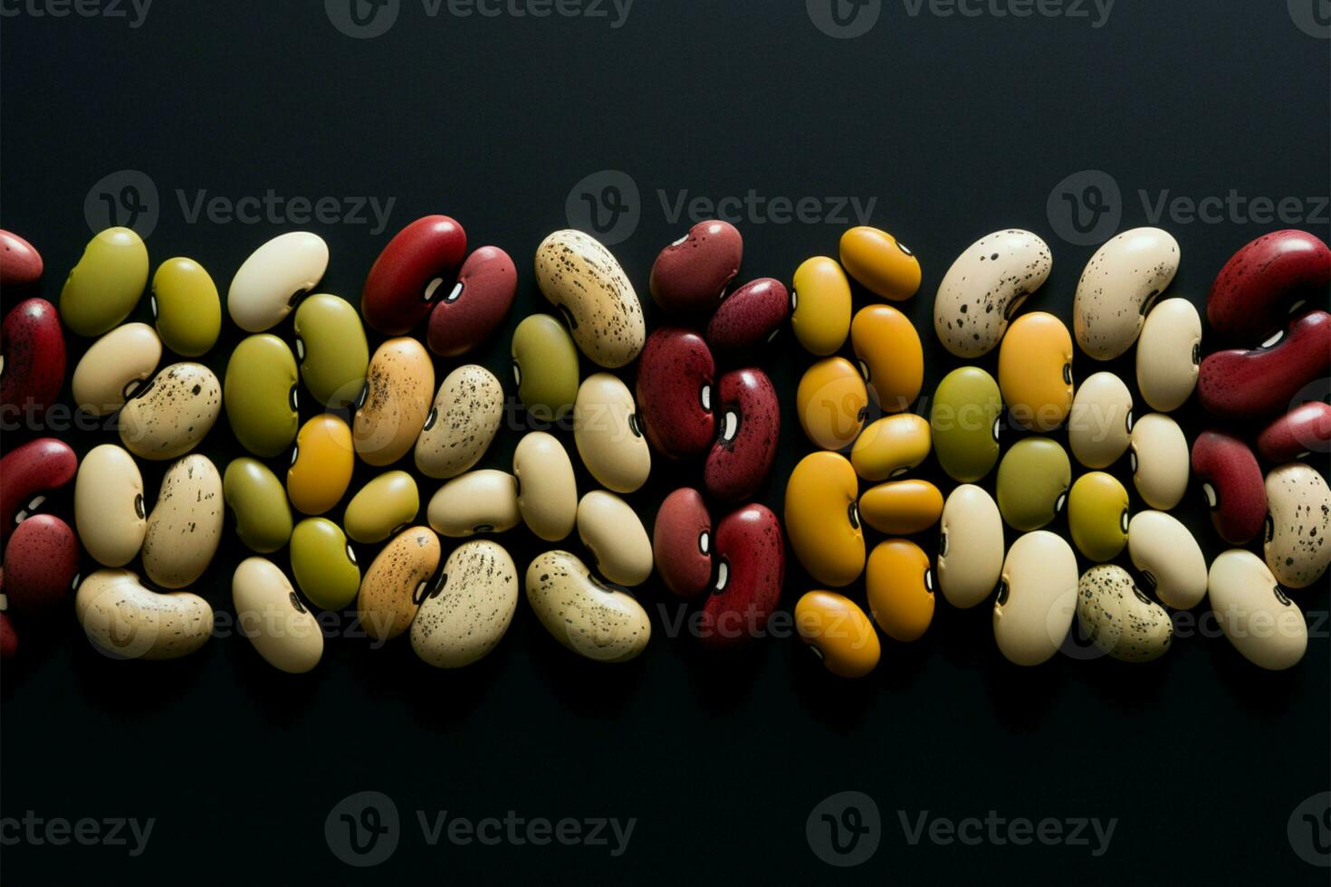 Natural hues of beans stand out on a bright, minimalist backdrop AI Generated photo