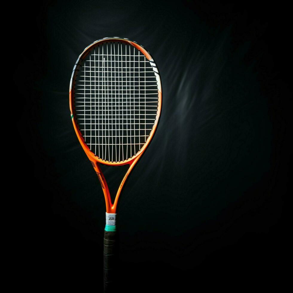 Badminton concept, Racket, shuttlecocks, winners spirit on black background For Social Media Post Size AI Generated photo