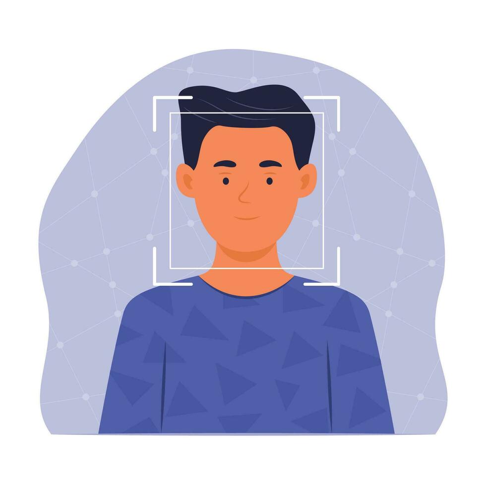 Man Face Scaning for Biometric Scanning Concept Illustration vector