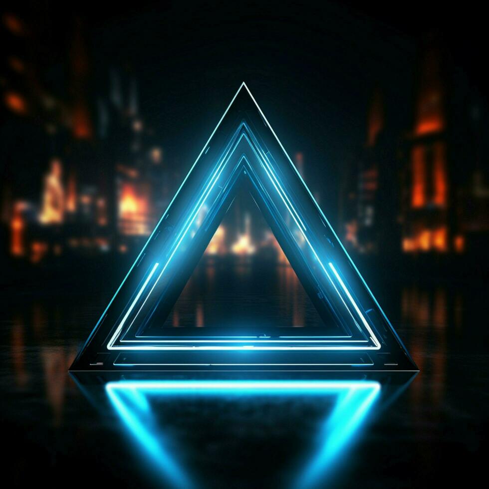 Sleek neon design A striking blue triangle element stands out For Social Media Post Size AI Generated photo