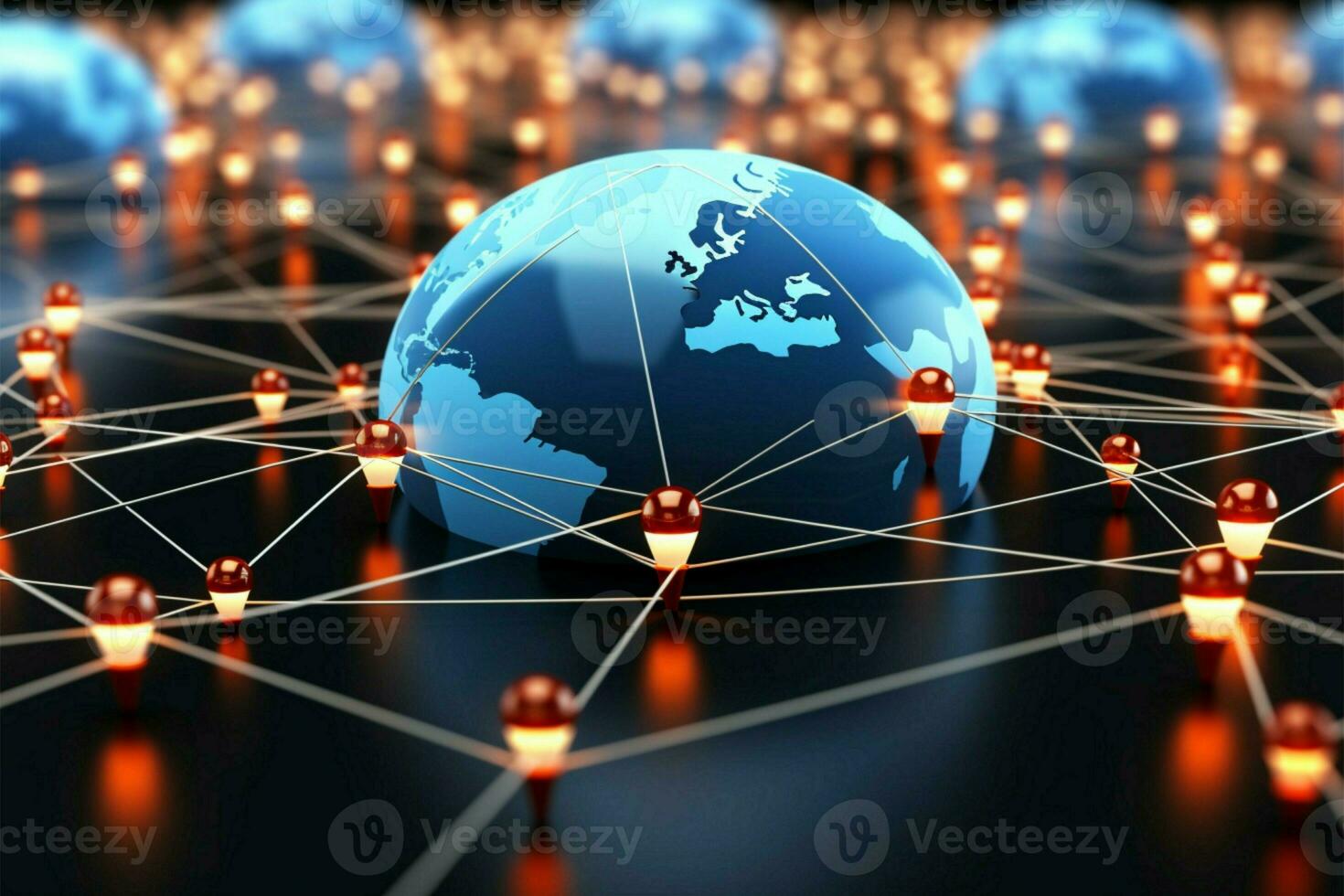 Modern world technology background visualizing the global network connection AI Generated photo