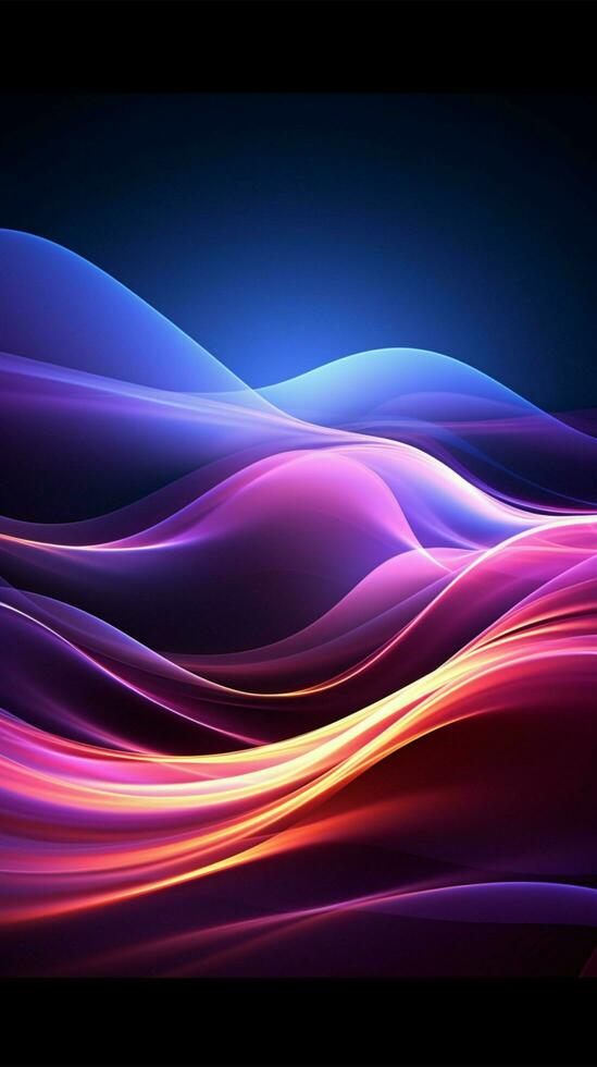 Ultraviolet laser show abstract background with vibrant, glowing neon waves Vertical Mobile Wallpaper AI Generated photo