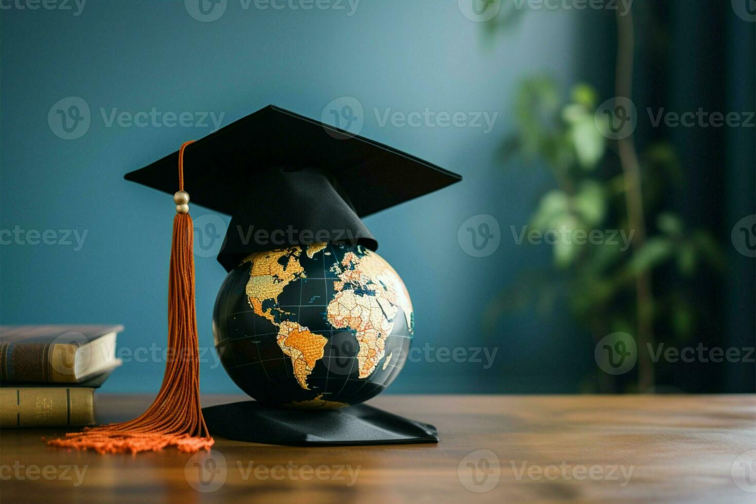 Symbolizing international education Cap with globe, global business aspirations AI Generated photo