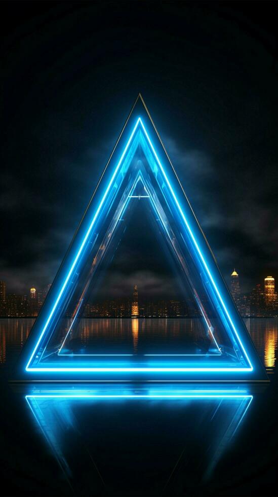 Contemporary neon style with a blue triangular design element Vertical Mobile Wallpaper AI Generated photo