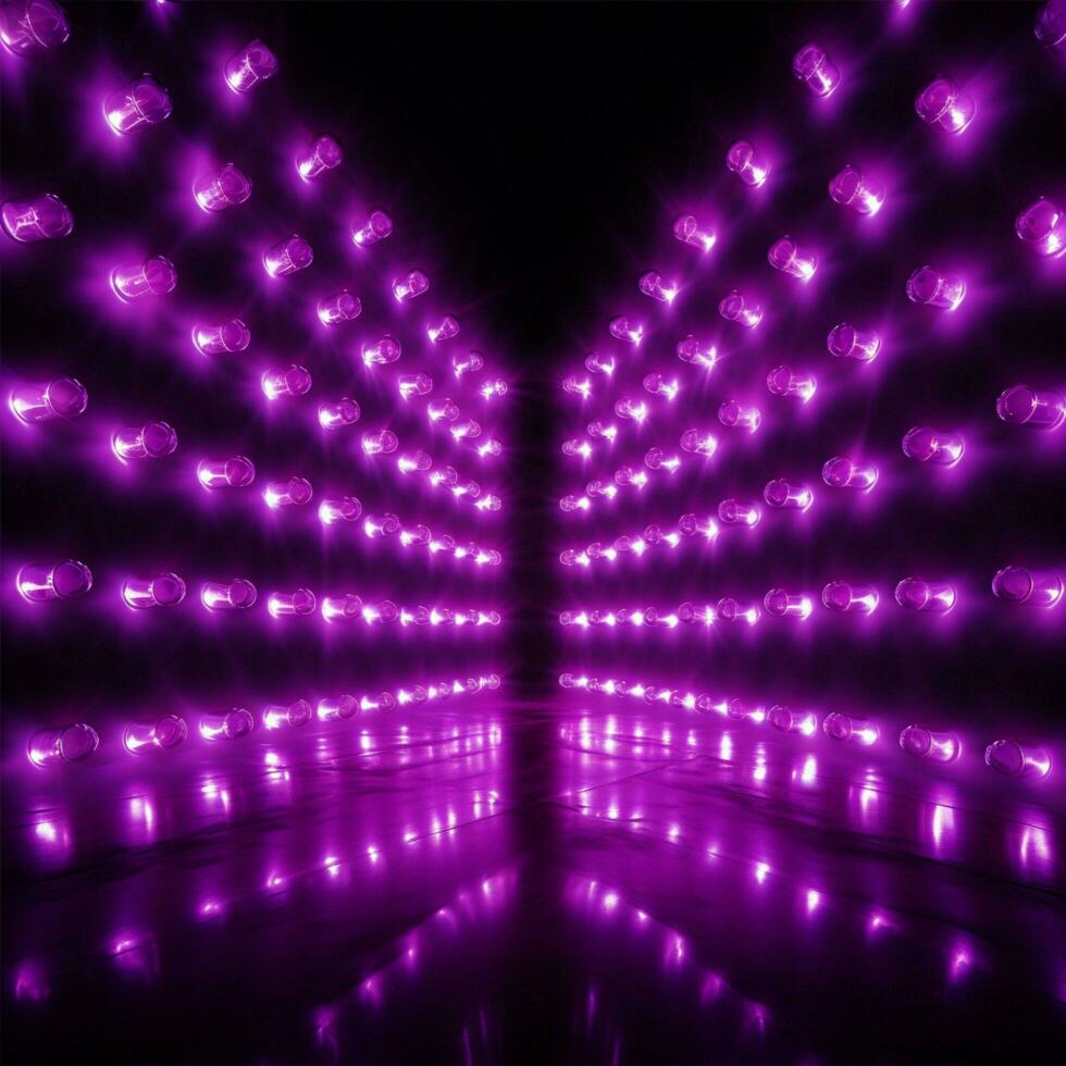 Bright purple LED wall lamps illuminate the background with incandescence For Social Media Post Size AI Generated photo