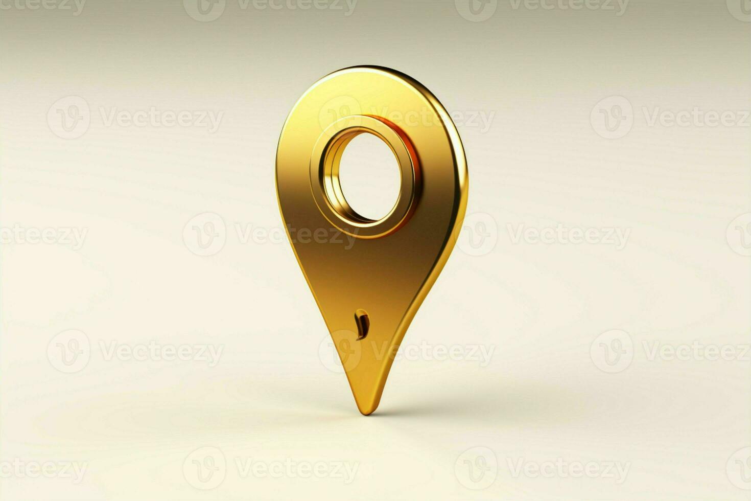 3D rendering Isolated gold location pin with textured background AI Generated photo