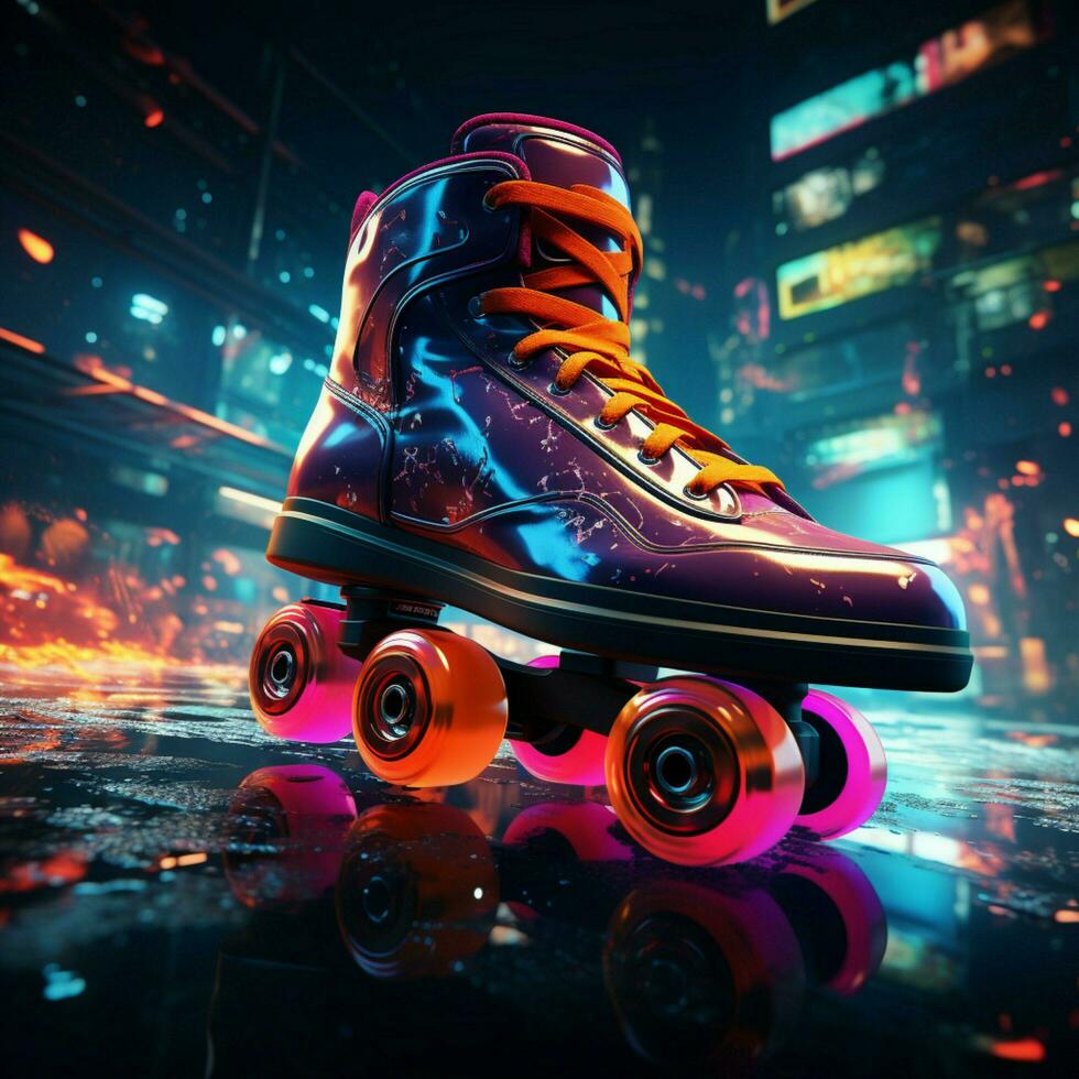 Vibrant skate culture, Colorful, clean style with dazzling neon lights For Social Media Post Size AI Generated photo