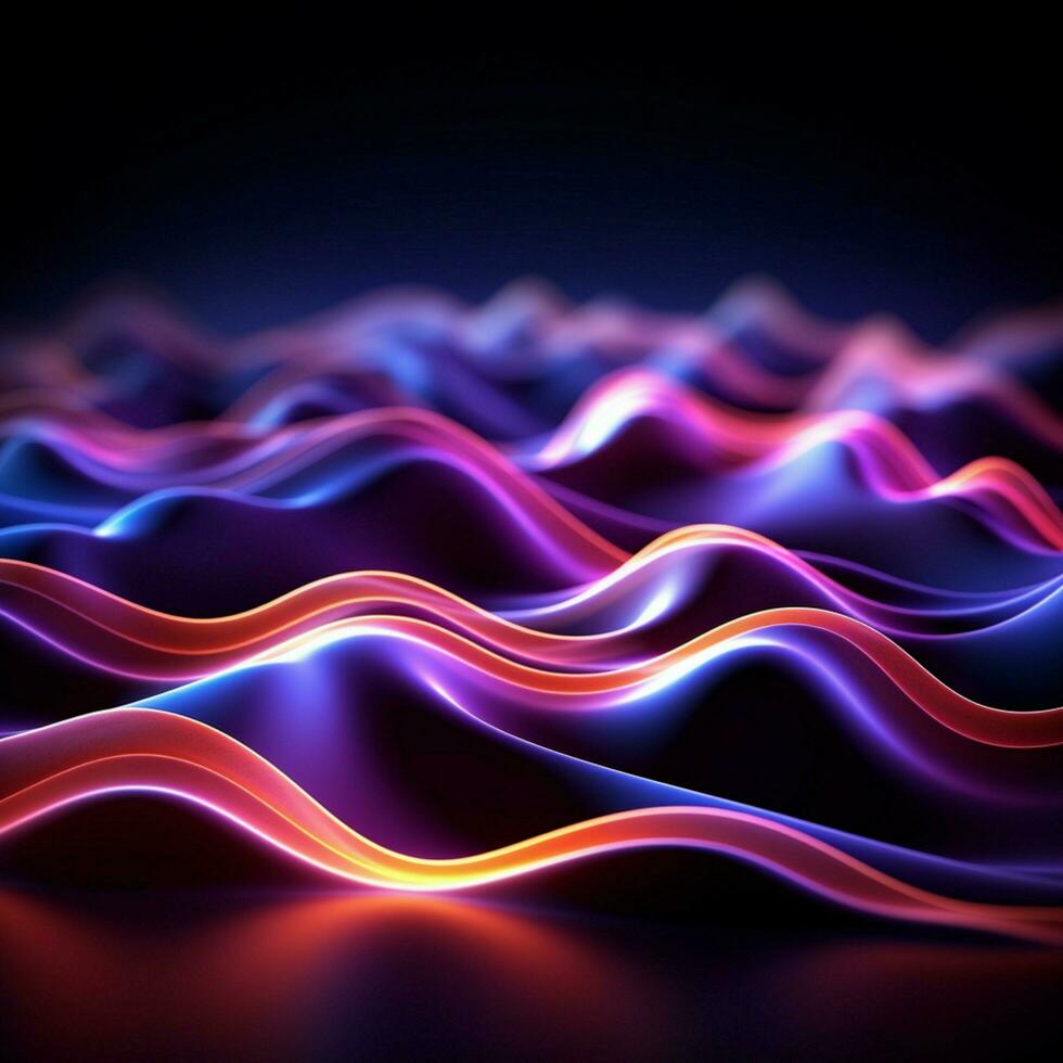Dazzling neon waves under ultraviolet light create an abstract spectacle For Social Media Post Size AI Generated photo