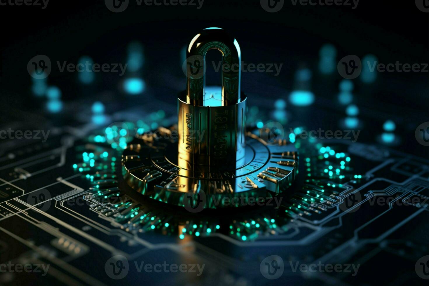 Blue keylock and binary code encryption are central to the Go Cybersecurity concept AI Generated photo