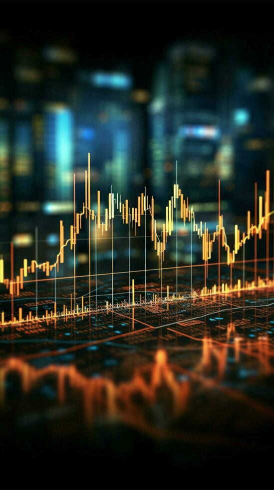 Visualizing financial trends Business and stock market graphs in focus Vertical Mobile Wallpaper AI Generated photo
