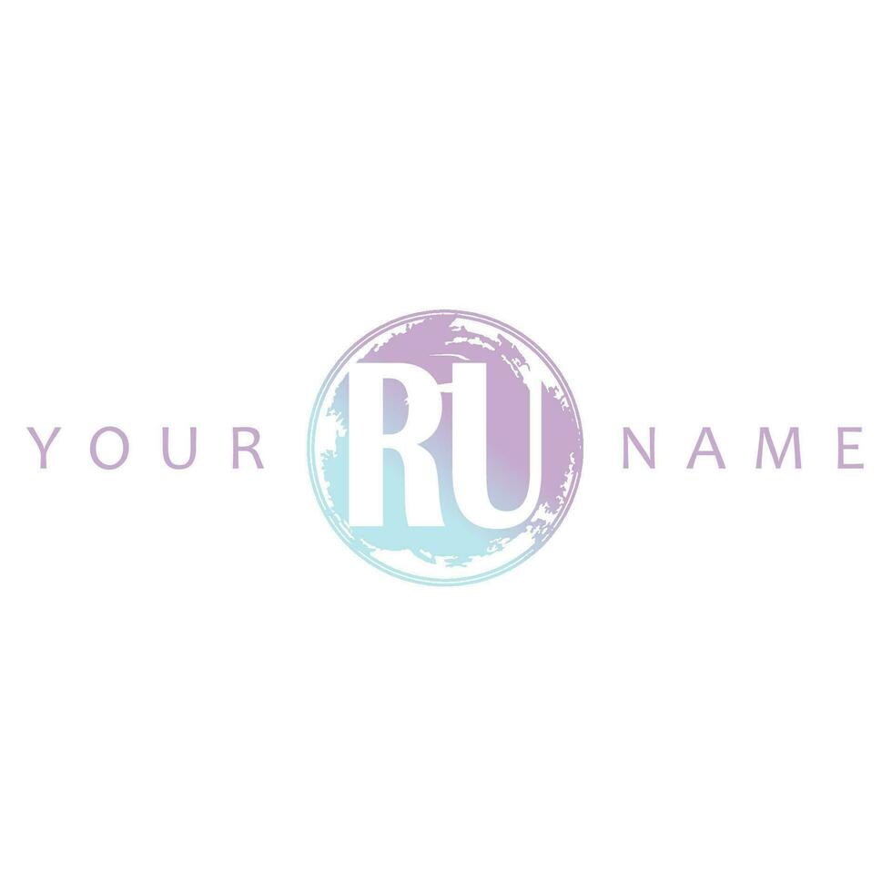 RU Initial Logo Watercolor Vector Design