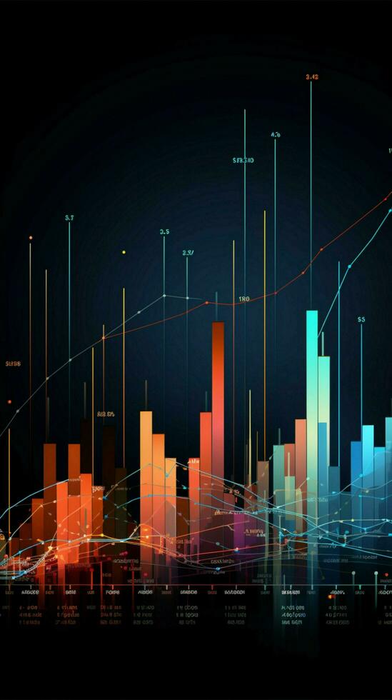 Bar chart illustrates market price, investment profit, and business management dynamics Vertical Mobile Wallpaper AI Generated photo